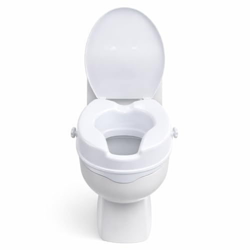 Elevador WC Adulto 10 cm de altura con Tapa, Alzador de Inodoro Universal Antideslizante, Adaptador Ortopédico para Personas Mayores o Movilidad Reducida, Peso soportado 135KG- MARCA ESPAÑOLA
