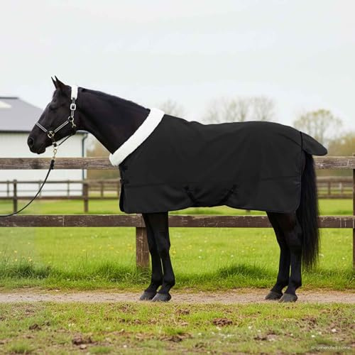 Mokuyary Pferdedecke, Schwarz, 155 cm, Fleece, Decke für Pferde, im Freien und Stall