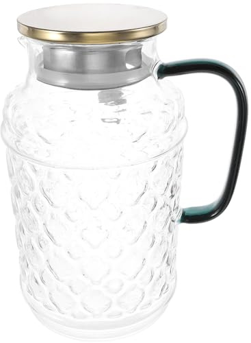 CALLARON Jarra de Vidrio para Agua Fría 3 Litros Tapa, Acero Inoxidable, Diseñada para Uso en Nevera y Consumo Diario