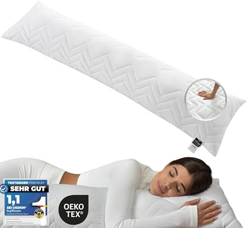 sei Design Seitenschläferkissen 140 x 40 cm Kissen Kopfkissen Schlafkissen gesteppt mit Reißverschluss Stillkissen Mikrofaser - Made in Europa - Sofakissen - Zierkissen für Couch und Sofa