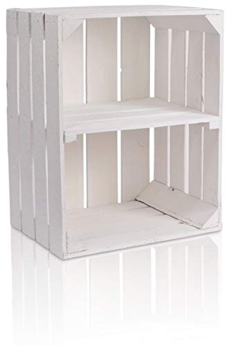CHICCIE Vintage Holzkiste Weiß 50x40x30cm Kurzes Regal - Weinkisten Obstkisten Holzkisten Kisten Regale
