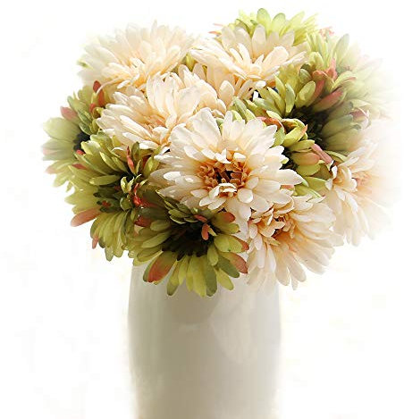 cn-Knight Künstliche Blume,3 Bündel 28cm Seidenblumenstrauß für Braut,Brautjungfer,Corsage,Boutonniere,Heimdekoration, Büro,Party,Champagner und Grün