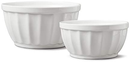 WM Bartleet & Sons 1750 TSET110 Traditionelles Set aus 2 Porzellanschalen, geriffelt, 1200 ml & 700 ml, Weiß