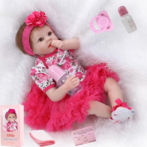 ZIYIUI Reborn Babypuppen, 55 cm, Reborn Baby, Mädchen, weiches Silikon, Vinyl, realistisch, Baby, Mädchen, mit magnetischem Schnuller, Spielzeug