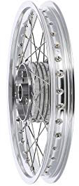 Rueda de radios 1.6 x 16 Llanta de aluminio pulido + radios de acero inoxidable, con manguito de rueda reforzado - para Simson S50, S51, KR51 Schwalb