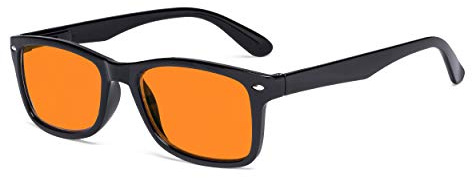 Eyekepper Blau Licht Brille mit Orange Getönt Filter Linse zum Nachtzeit Schlafen Frauen Männer -Blockierung Strahlen Computer Lesebrille - Schwarz +1.00