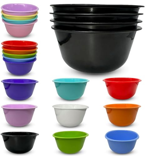 ECO Reusable Unbreakable Colourful Plastic Bowls Set of 4 Shatterproof 100% Food Safe Perfect for Camping, Indoor, Outdoor, and Picnic (Black 400ml)