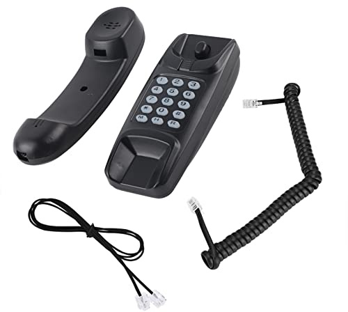 Wall Mount Landline, No Caller ID Corded Phone Compact Business Telephone Telephone Extension Home Phone For Hotel Family(black)