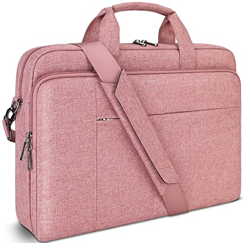 DOMISO 15,6-16 Zoll Laptoptasche Schultertasche Umhängetasche Laptop Tasche | Wasserdicht Aktentasche für 15 15,6 16 Lenovo Acer ASUS Dell HP Notebook Laptop, MacBook Pro 16 M5 M4 M3,Rosa