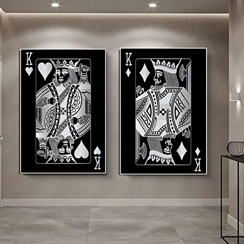 Vintage Poker Spielkarten Leinwand Malerei Retro Poster und Drucke Wandkunst Pub Casino Dekoration Bilder Wohnkultur 50x70cmx2Pcs Rahmenlos