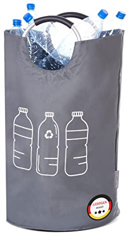 WELLENBORG® Faltbarer Pfandflaschen Sammelbehälter faltbar grau groß -Wasserdicht Flaschensammler groß Korb- Altglas Leergut Pfandflaschen Aufbewahrung