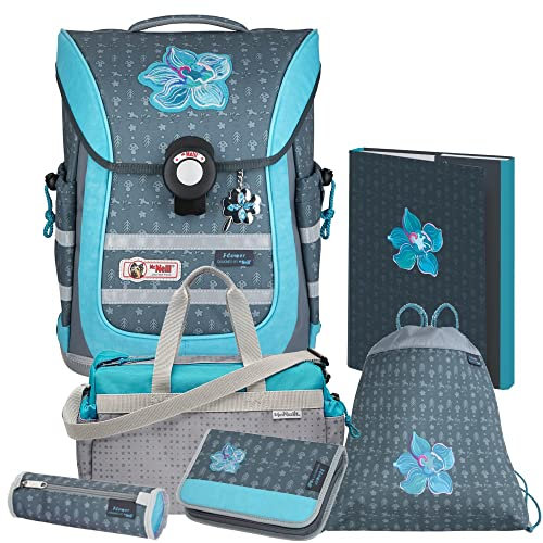 Flower - Blumen - McNeill Ergo Pure Flex Schulranzen-Set 6tlg. mit Sporttasche Star - HEFTBOX A4 GRATIS DAZU