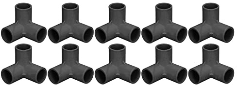 10Pcs Conectores de PVC de 25mm, Conector de Esquina en T de 3 Vías, 90 Grados, para Muebles, Invernaderos y Estructuras, Negro