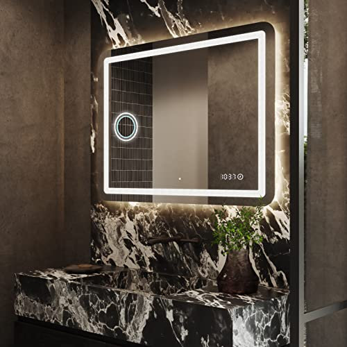 FORAM Badspiegel mit Beleuchtung - Led Spiegel Bad - 70x100 - Badezimmerspiegel Nach Maß - auf Individuelle Bestellung Gefertigt - Modernes Design - Ohne Rahmen