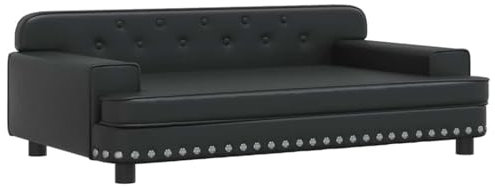 vidaXL Kindersofa, Couch für Kinder, Kindercouch mit runden Kanten, Kindersessel Minisofa Polstersofa Kindermöbel Sofa Kinderzimmer, Schwarz Kunstleder
