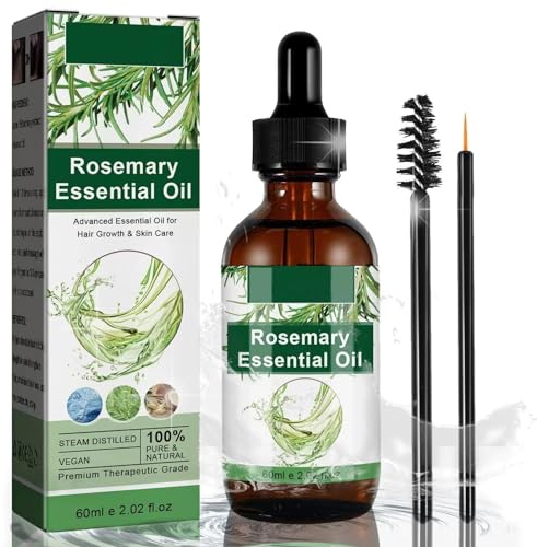 Olio di rosmarino per la crescita dei capelli biologico, olio essenziale di rosmarino per la pelle, la cura dei capelli, la crescita delle sopracciglia e delle ciglia, 60ML