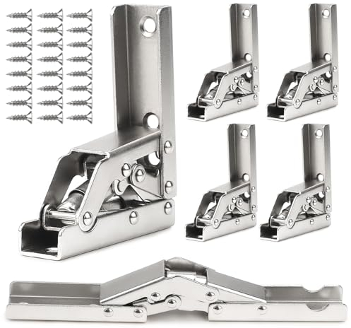 EFUTURETIME 6 x Scharniere Schranktüren Klappbar Aufschraubscharnier mit Feder, Klappenscharnier Truhen Scharniere ohne Topfbohrung mit 24 Schrauben