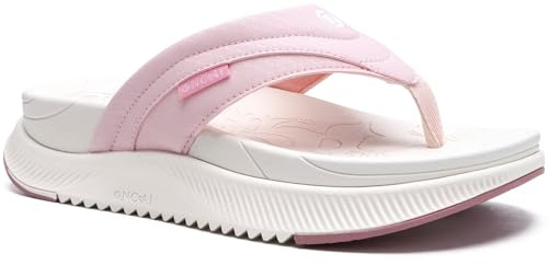 ONCAI Orthopädische Flip Flops Damen mit Arch Support Damen Orthotische Erholung Sandalen Komfortable Plantar Fasciitis Slip On Walking Sandale für Womans Indoor Outdoot Casual Sommer RosaWeiß 38