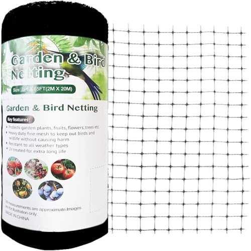 Vocray Vogelschutznetz 4x12M, Engmaschiges Kulturschutznetz, Pflanzennetz für Gemüse wie Tomaten, Gurken, Gemüseschutznetz, vogelnetz für Garten, Netz zum Pflanzenschutz und Vogelschutz (Schwarz)