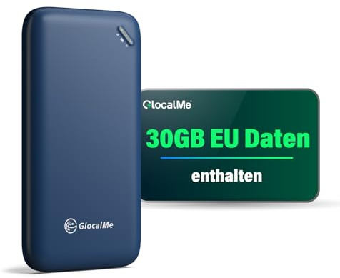 GlocalMe UPP 4G Mobiler WLAN Router, MiFi mit 30GB EU Daten, verfügbar in über 200 Ländern, Keine SIM-Karte nötig, Keine Roaminggebühren, Lokaler und internationaler Hotspot