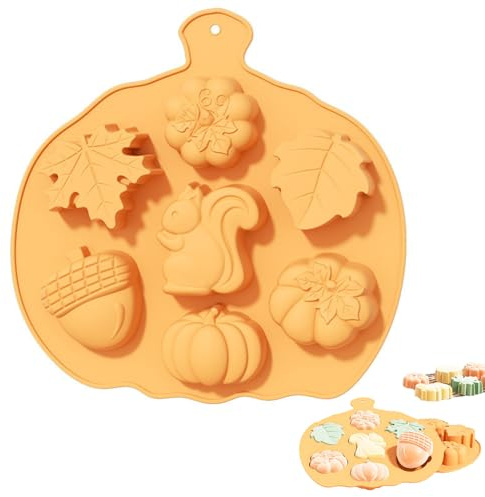 PTaizjjz Herbst Silikonform,1 Stuck 3D Schokoladenform | Eichhörnchen, Ahornblatt, Ananas, Kürbis Form für Herbst, Thanksgiving