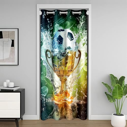 3D Fußball Cup Raum Teiler Vorhang Fußball Sport Spiel Verdunkelungs Vorhang Raum Home Decor 3D Gedruckte Tür Vorhang Teens Sport Thema Türvorhang für Kinder Jungen 106x203cm