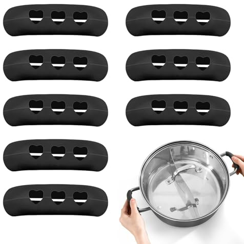 8 pieces Black Pot Handle Covers, Silicone Handle for Cast Iron Skillet (black)