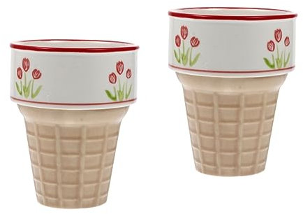 CIYODO 2 Stk Eisbecher Aus Keramik Eisbehälter Einfache Kaffeetasse Frühstücksschüssel Kaffeetassen Joghurtschalen Mini-dessertbecher Eistüte Eishörnchen Kleine Schüsseln Wassergläser