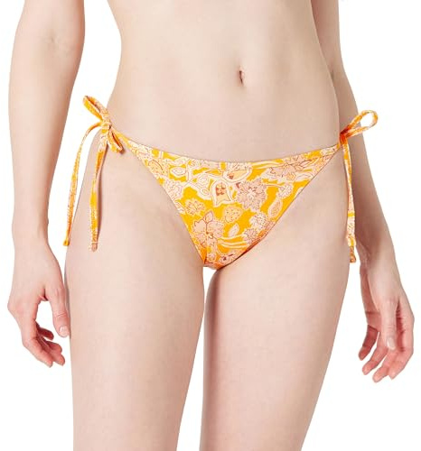 Amazon Essentials Bas de Bikini à Nouer sur Le côté Femme, Jaune Multi Folk Floral, 44
