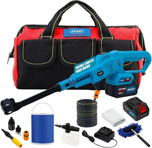 Cordless Pressure Washer, Portable Power Cleaner, 750PSI High Pressure Water, 3 Speed, 6-in-1 Nozzle Handheld Pressure Washer for Car, Home, Garden Cleaning (2 Batteries)
