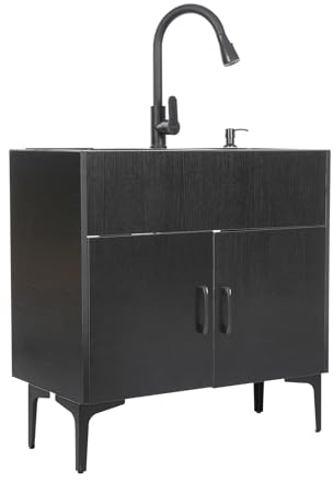 QRANSEUYXY Freistehende Edelstahl Spültisch, 75x41x78cm Edelstahlspüle, Schrank mit Spüle, Küchenspüle für Wohnungen, Restaurants, Waschküchen