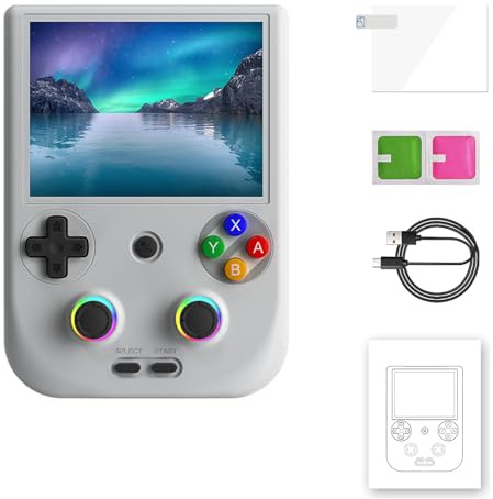 RG406V Retro Handheld Game Console, Android 13 OS Built-in 128G TF Card Retro Video Games Consoles 4.0 Inch IPS Screen Portable Pocket Video Player Games (Gray)