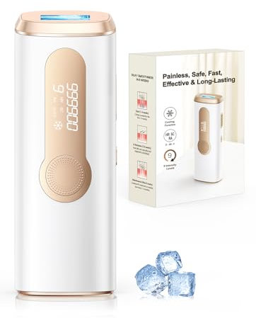 Haarlosy IPL Laser Hair Removal - Painless & 3-in-1 & Long Lasting & Salon Quality at Home, Ice Cooling Hair Removal Device for Women and Men, Body, Bikini Line and Face, Light Gold
