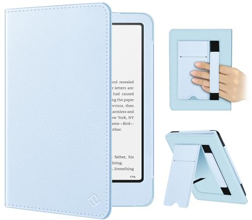 Fintie Hülle für 7 Kindle Paperwhite(12. Generation)/Kindle Colorsoft | Paperwhite Signature Edition 2026, Kickstand Case mit Handschlaufe, Rückseiten-Magnet, Auto Sleep/Wake, Himmelblau