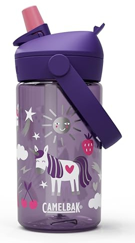 CAMELBAK THRIVE FLIP STRAW KIDS 14OZ Sportflasche – auslaufsicher – kindgerechte Größe – einfacher Trinkverschluss – Unicorn Party, Größe: OS