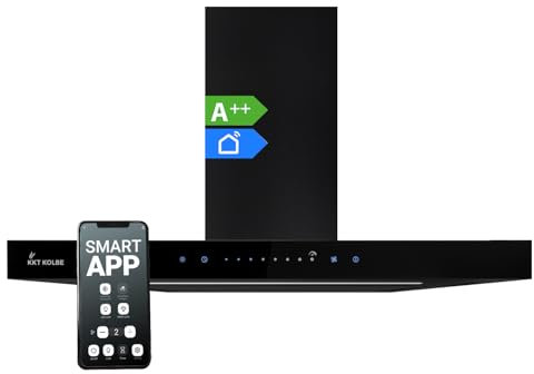 KKT KOLBE Dunstabzugshaube 60 cm | Wandhaube | Umluft | Abluft | Edelstahl | schwarzes Glas | WLAN | Nachlaufautomatik | SensorTouch Bedienung | FLAT6006S