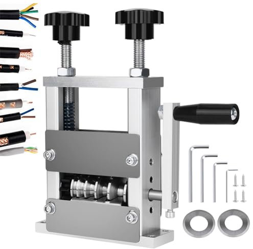 Herramientas Pelacables Manual Pelacables de 6 Canales con manivela Herramienta Pelacables de Doble accionamiento de 0,06 a 0,8 Pulgadas Incluye 4 Llaves Allen y 4 Tornillos
