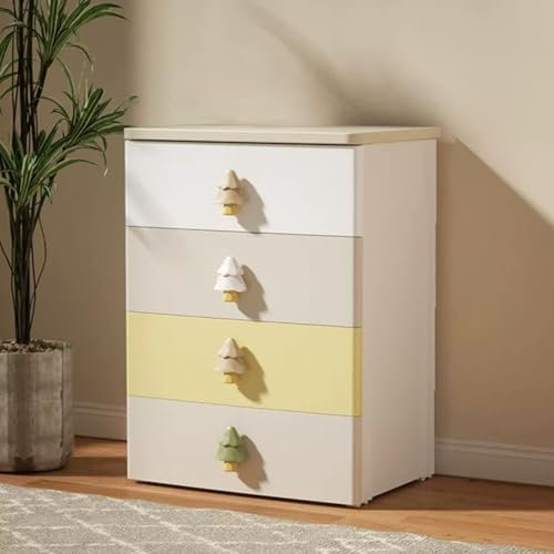Bunte Kunststoff-Kommode mit Holzplatte für Schlafzimmer, Wohnzimmer und Kinderzimmer, 4-stöckige Schubladenkommode