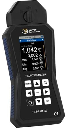 PCE Instruments PCE-RAM 100 Compteur Geiger Rayonnement Gamma, Alpha, Bêta, Signal Optique, Dos inclus