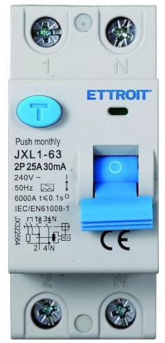 IXTRIMA Interruttore Differenziale Puro 2P 25A 30mA 220V-6KA CLASSE A 30mA per Guida DIN - 2 Moduli DIN - Protezione Circuiti e Sicurezza Impianti
