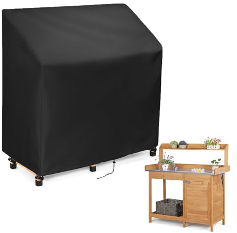 Fenghome Potting Bench Cover, Waterproof Table Cover for Outdoor Garden Greenhouse Table Workbench BBQ Station Shed - 94x54x110cm (Black)