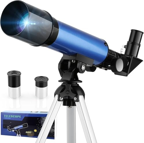 Cowiewie Kinder Teleskope Kinderfernglas, Astronomisches Einsteiger Telescope für Himmelsbeobachtung Kinder Zoom 360/50mm HD Teleskope für den Außenbereich tragbares Refraktor-Spektiv Teleskop