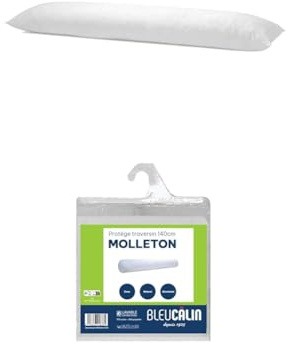 Bleu Câlin Lot Traversin Plat Memofill, Barrettes Mousse à Mémoire de Forme et Fibre Polyester, Maintien Optimal des Cervicales - 140 x 40 cm + Protège traversin Molleton 70% Coton 30% Polyester