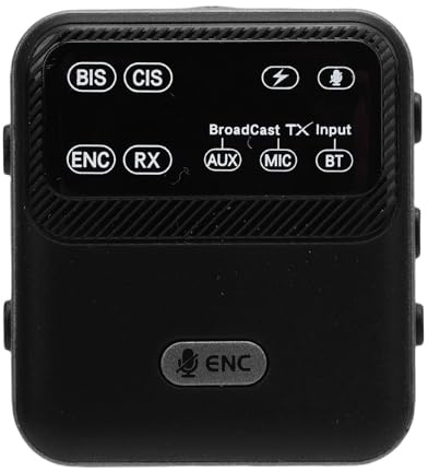 Bewinner Bluetooth LE Audio Transmitter Receiver with LED Display, USB Wireless Multi Purpose Adapter for Broadcast, AUX/MIC/BT, 100m Range, ENC Noise Reduction