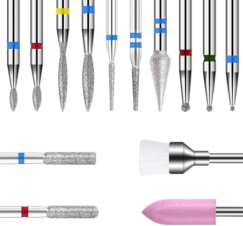 14 Stück Nagelbohrer Set, Nail Drill Bits, Nagelfräser Bits, Nagel-Bit für Nagelbohrer 3/32 Zoll, bohrer für nägel, Professioneller Nagelhautfräser Removal for Manicure,Home,Maniküre Shop