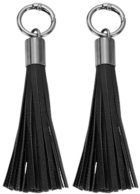 2 Stück 15 cm schwarze PU-Leder-Schlüsselanhänger Quasten für Damen, Taschenanhänger, Zubehör für DIY-Schmuckherstellung, Handtasche, Geldbörse, Dekoration, Handygurte