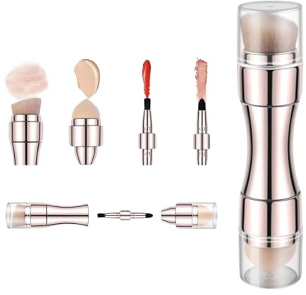 Husoiuy Taille Voyage Pinceaux De Maquillage | 4 En 1 Applicateur Double Extrémité - Œil Lèvre Visage Pinceau De Maquillage Rétractable - Fard À Joues Poudre Brillant À Lèvres Fard À Paupières