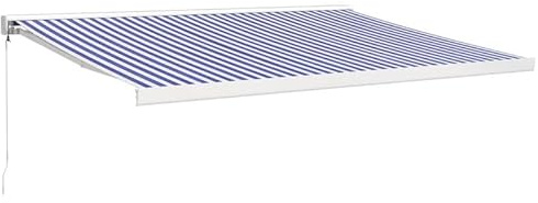 Einziehbare Markise 4x3 m Blau Weiß – UV-Schutz & Wetterfest für Terrasse, Garten und Balkon – Aluminiumrahmen & Hochwertiger Stoff – Einfache Montage