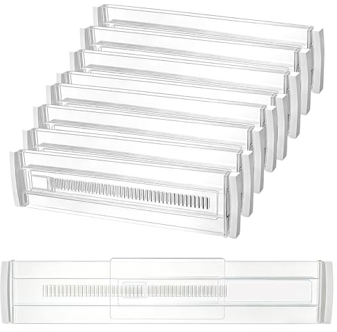 BUCOMTU Schubladentrenner, 8er Set Schubladentrenner Verstellbar Kunststoff(30-50cm), Schubladeneinteiler Schubladen Organizer Trenner für Kleiderschrank, Schlafzimmer, Schreibtisch, Kommode, Küche