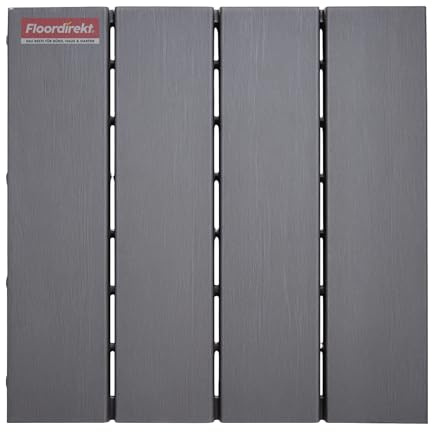 Terrassenfliesen „Elyse“ Grau 30×30 cm - 11 Stück – Witterungsbeständige Balkonfliesen aus Polypropylen – Klicksystem für einfache Verlegung – UV- & formstabile Outdoor Bodenfliesen